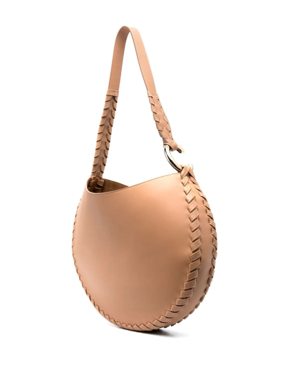 Shop Chloé Moon Leather Shoulder Bag In Neutrals