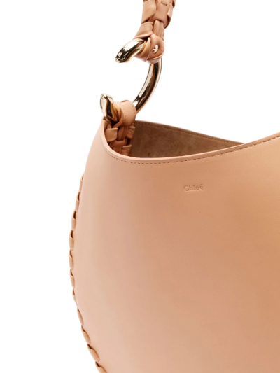 Chloé Round Leather Shoulder Bag In Neutrals