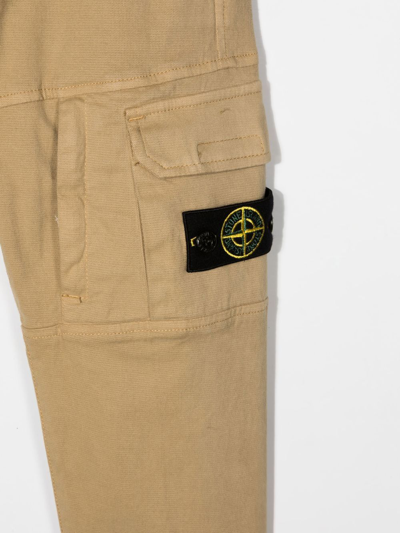 Stone Island Compass-patch Cargo Trousers In Neutrals