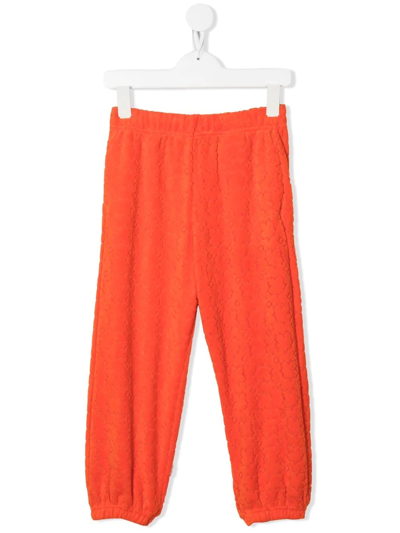 Shop Dsquared2 Teen Logo-embossed Velvet Track Pants In Orange