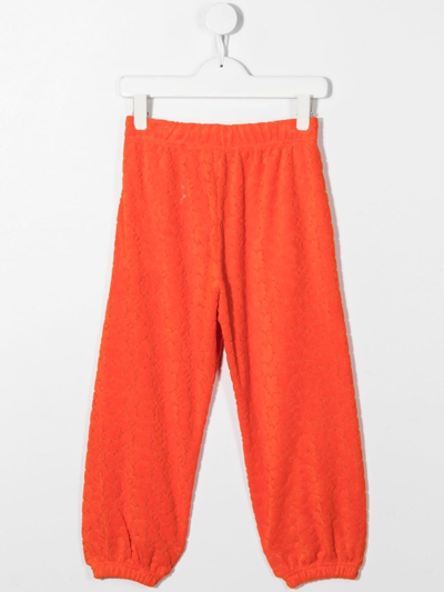 Shop Dsquared2 Teen Logo-embossed Velvet Track Pants In Orange