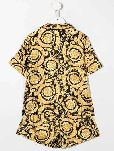 Shop Versace Barocco-print Pajama Set In Yellow