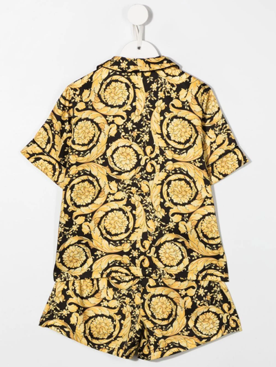 Versace Barocco-print Pajama Set In Yellow