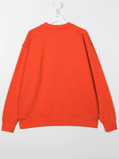 Shop Dsquared2 Teen Spray Logo-print Sweatshirt In Orange