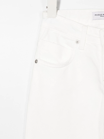 Shop Paolo Pecora Mid-rise Straight-leg Jeans In White