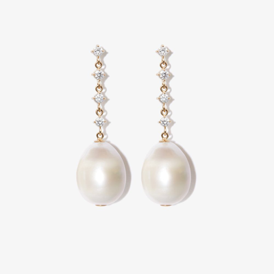 Shop Zoë Chicco 14k Yellow Gold Pearl And Diamond Drop Earrings