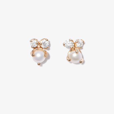 Shop Zoë Chicco 14k Yellow Gold Pearl Diamond Stud Earrings