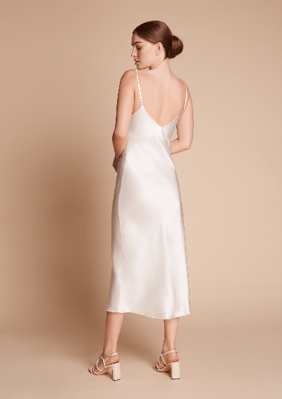 Gilda & Pearl Silk Girl Loves Pearl Long Slip Dress In  Ivory