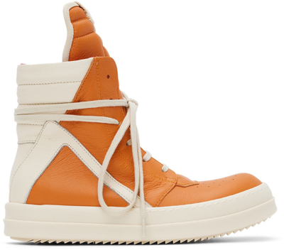 Shop Rick Owens Kids Orange & Off-white Geobasket Sneakers In 5311 Orange/milk/mil