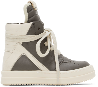 Shop Rick Owens Baby Gray & Off-white Geobasket Sneakers In 3411 Dust/milk/milk