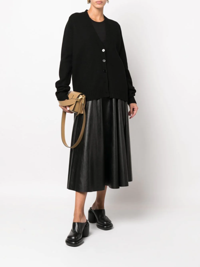 Shop Jil Sander Oversized Wool Cardigan In Black