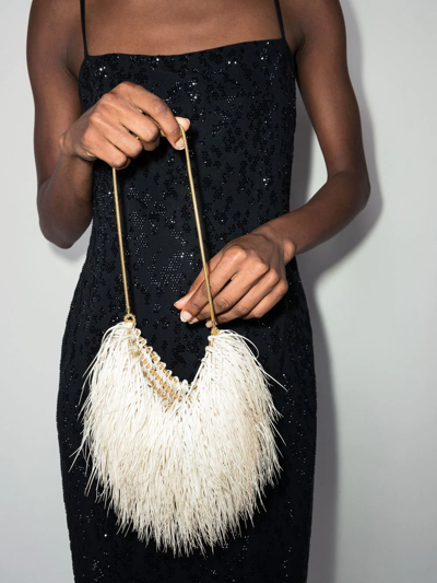 Shop Vanina Feather-effect Shoulder Bag In Neutrals