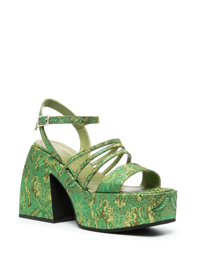 Nodaleto Bulla Chibi Embroidered Platform Sandals In Green