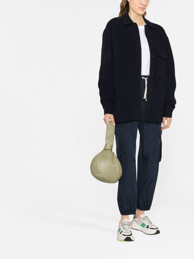Jil Sander Flocked-monogram Wool Jacket In Blue
