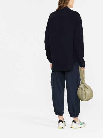 Jil Sander Flocked-monogram Wool Jacket In Blue
