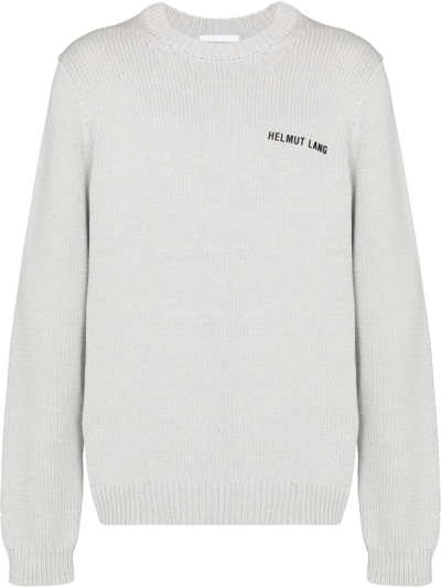 Helmut Lang Grey Panel Detail Knitted Sweater In Grey