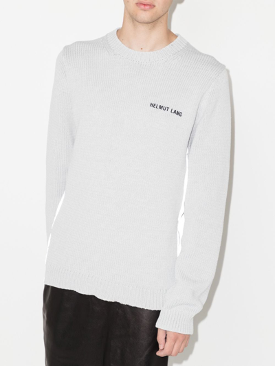 Shop Helmut Lang Ribbed-knit Panelled Jumper In Grey