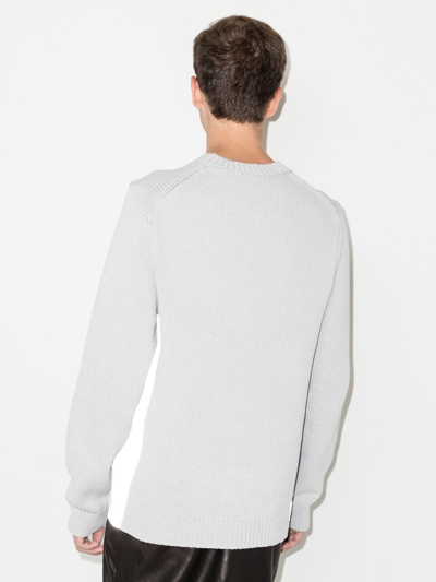 Shop Helmut Lang Ribbed-knit Panelled Jumper In Grey