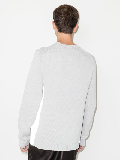 Helmut Lang Grey Panel Detail Knitted Sweater In Grey