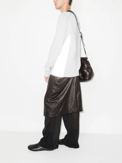 Helmut Lang Grey Panel Detail Knitted Sweater In Grey