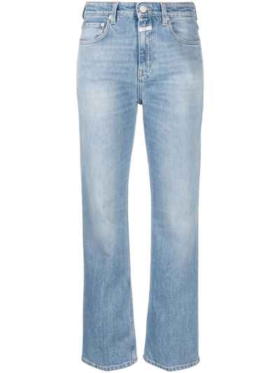 Shop Closed Faded Straight-leg Jeans In Blue