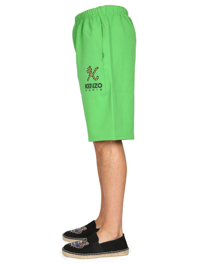 Shop Kenzo Tiger Tail K Bermuda Shorts In Verde