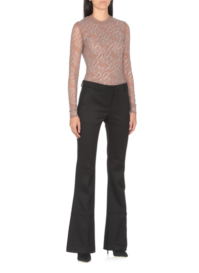 Shop Blumarine Wool Blend Flared Trousers In Black