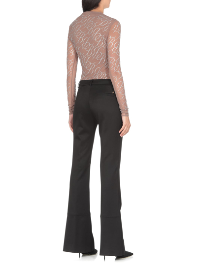 Shop Blumarine Wool Blend Flared Trousers In Black