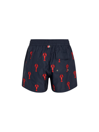 Shop Thom Browne Swimshorts In Navy