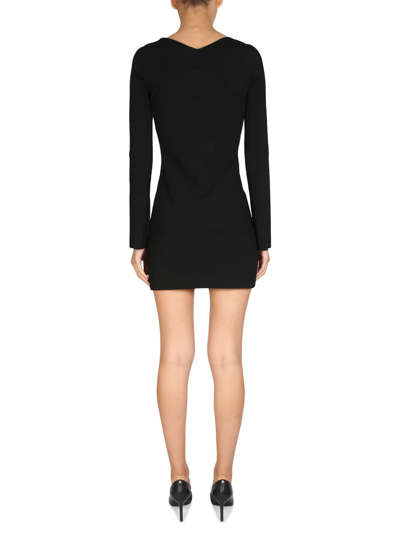 Shop Helmut Lang Knitted Mini Dress In Nero