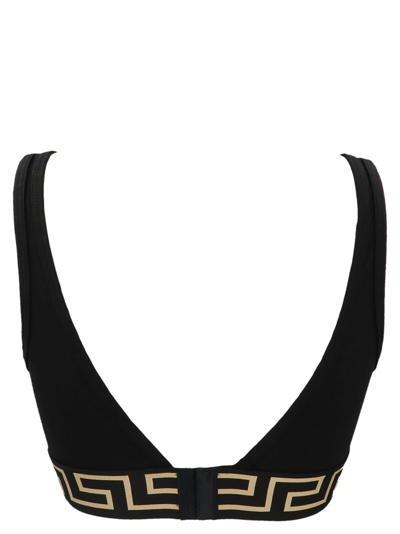 Shop Versace Logo Triangle Bra In Black