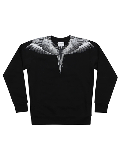 Shop Marcelo Burlon County Of Milan Icon Wings Bw Crewneck In Black Grey