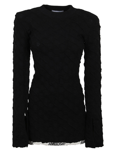 Shop Ambush Monogram Knit Turtleneck Top In Black Black