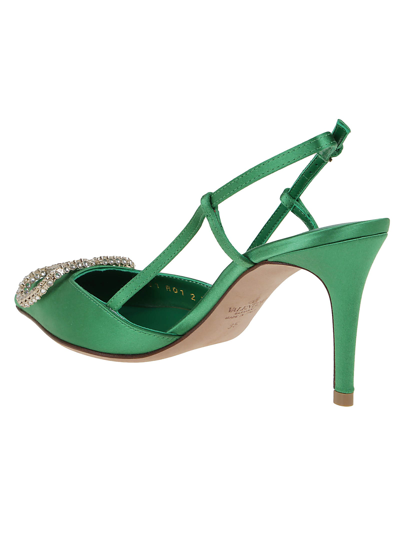 Shop Valentino Décolleté Slingback Vlogo In Uwy Gea Green Crystal