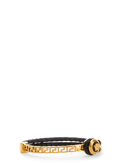 Shop Versace Bracelet With Medusa And Greek Motif In Nero