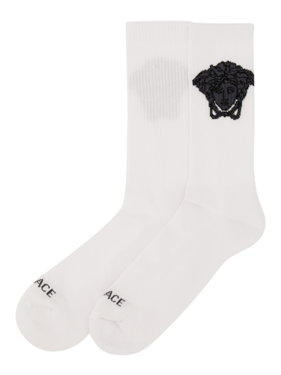 Shop Versace Medusa Socks In Bianco