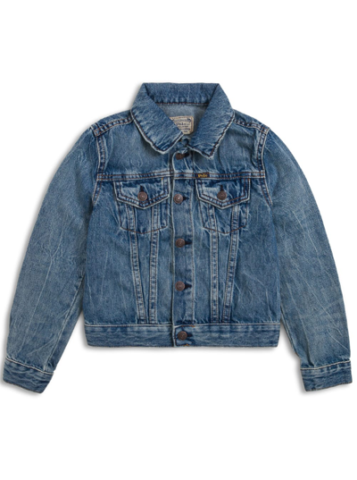 Shop Polo Ralph Lauren Kids Girls Denim Jacket With Pockets In Blu