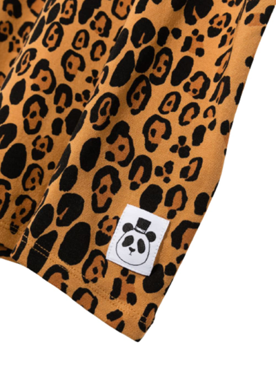 Shop Mini Rodini Kids Girlss Lyocell Blend Leopard Printed T-shirt In Beige