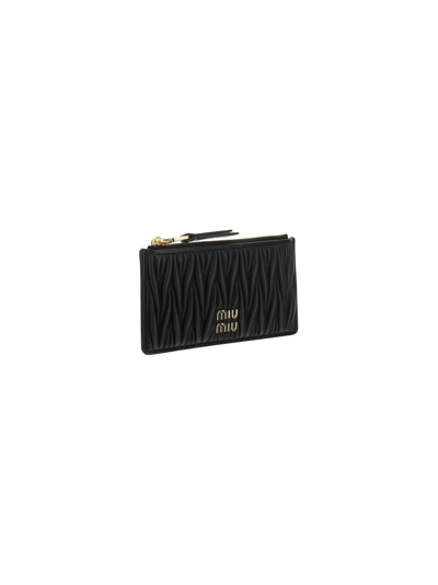 Shop Miu Miu Card Holder In Nero