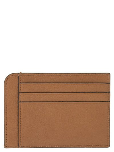Shop Hogan Leather Credit Card Case In Brown/caramel