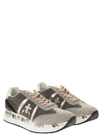 Shop Premiata Conny 5949 - Sneakers In Grey/pink