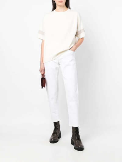 Lorena Antoniazzi Tapered Stretch-cotton Trousers In White