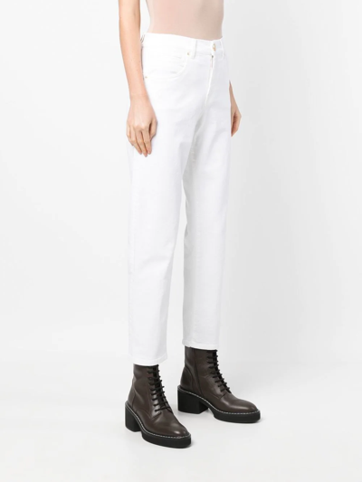 Shop Lorena Antoniazzi Tapered Stretch-cotton Trousers In White