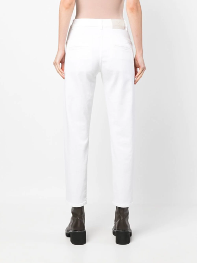 Shop Lorena Antoniazzi Tapered Stretch-cotton Trousers In White
