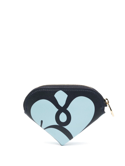 Shop Alexander Mcqueen Seal Logo-print Triangle-shaped Wallet In Blue