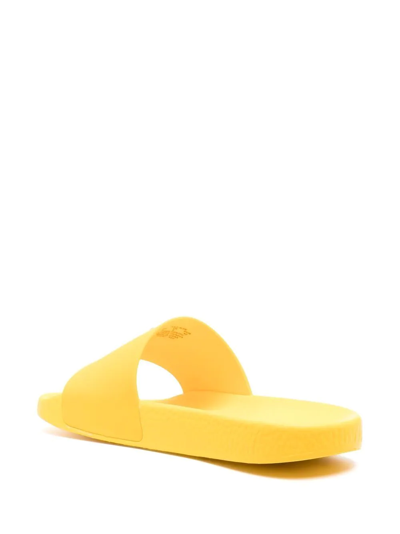 Shop Polo Ralph Lauren Logo-print Slide Sandals In Yellow