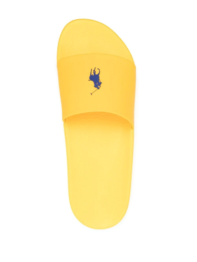 Shop Polo Ralph Lauren Logo-print Slide Sandals In Yellow