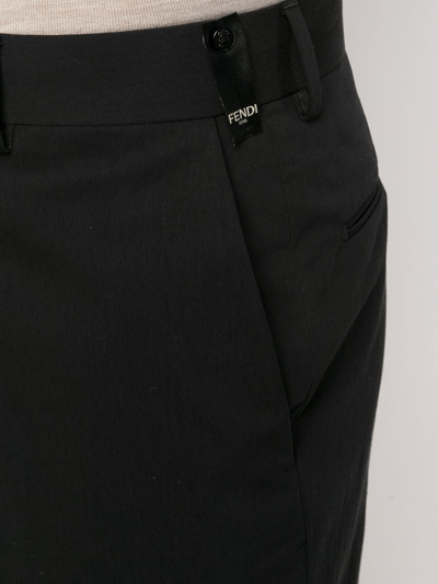Shop Fendi Logo-patch Tailored Shorts In Black