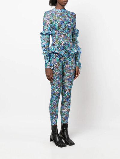 Shop Collina Strada Floral-print Lace Jumpsuit In Blue