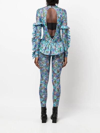 Shop Collina Strada Floral-print Lace Jumpsuit In Blue